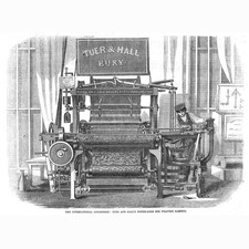 TUER & HALL of Bury; Power Loom for Weaving Carpets - Antique Print 1862