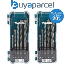 Makita D-72877 5 Piece Straight Shank TCT Masonry Drill Bit Set 4 5 6 8 10mm x 2