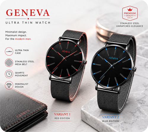 Mens watches black red - mens,