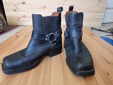 Wrangler UK 8 Highway Low Black Leather Chelsea Square Toe Heeled Cowboy Boots