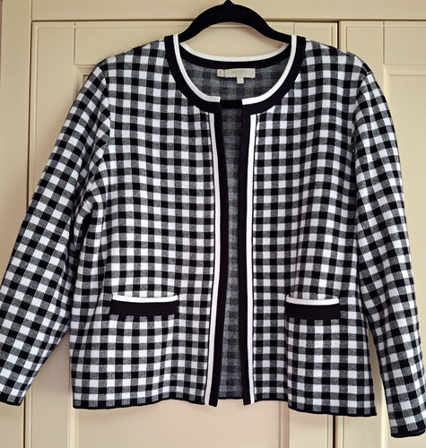 Hobbs black white check knit - &,