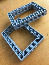 LEGO 2x Technic GREY Gearbox / Engine housing Brick 8 x 6 with open centre 32532