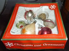 6 lovely old glass baubles for