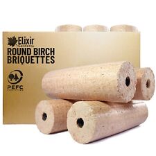 5 Pack (10kg) Round Birch Hardwood Briquettes/Eco Heat Fuel Logs