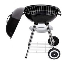 Portable Charcoal Kettle Grill - 43cm Round BBQ With Heat Control Party Patio