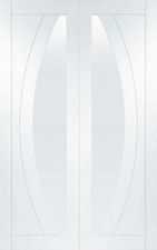 Salerno Internal White Primed Rebated Doors Pair with Clear Glass