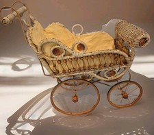 VINTAGE WICKER BABY BUGGY