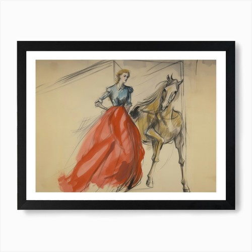 Woman and horse antique - woman,