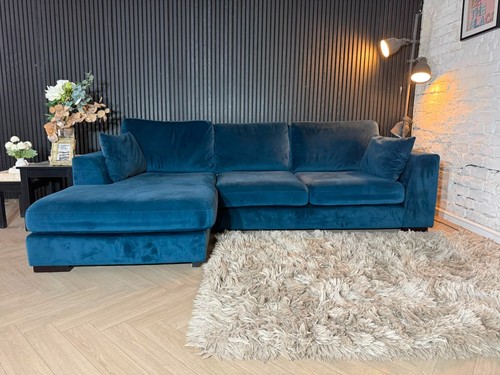 Dfs navy plush corner sofa - dfs,