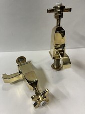 Original Reclaimed Antique Art Deco Refurbished Pair Brass Bath Sink Taps AF112