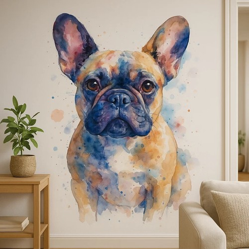French bulldog watercolour - french,
