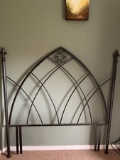 PEWTER CAST IRON DOUBLE HEADBOARD IN GOTHIC STYLE