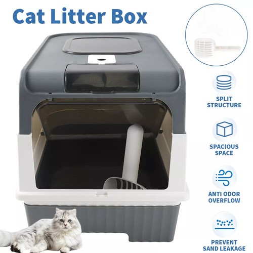 Large cat litter box - litter,