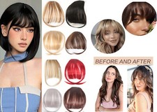 REAL Natural Fringe Bangs Clip In Hair Extension One Piece Real Thick AS Human