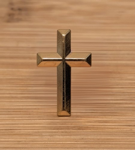 Gold coloured crucifix pin - gold,