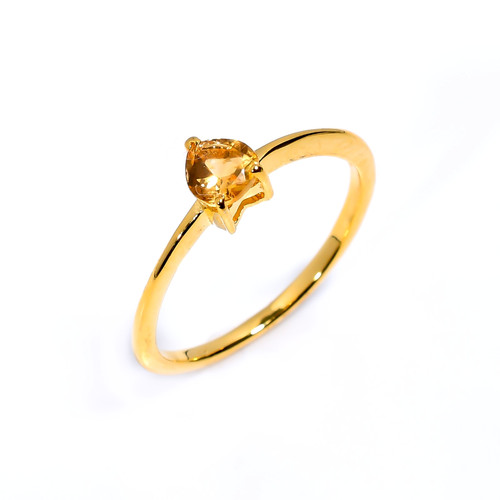 Citrine heart ring 5mm - 5mm, gold