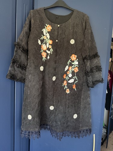 Black embroidered pakistani - black,