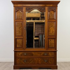 Antique 19th Century Good Quality Wardrobe In Burr Walnut ( REF AF-4527 )