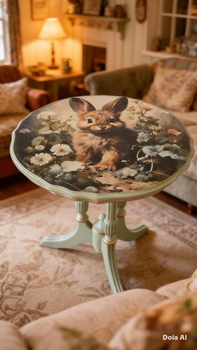 Upcycled pedestal side table - upcycled,