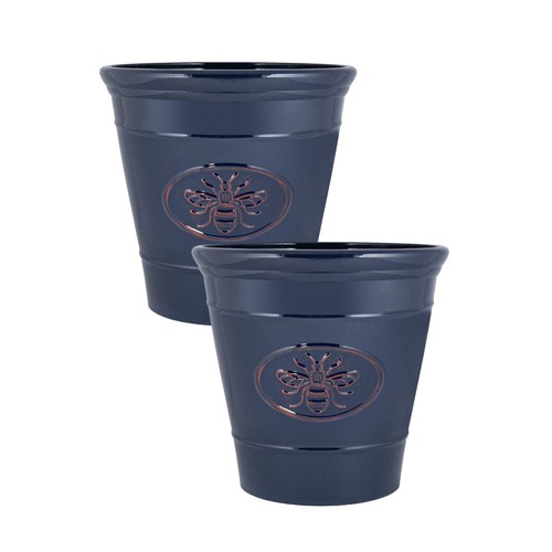 Round plastic blue plant - blue,