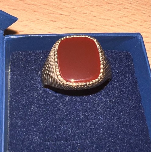 Mens 9ct gold carnelian signet