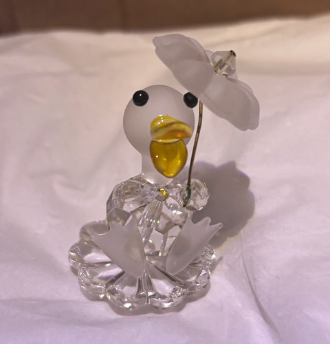 Clear glass duck figurine - glass,