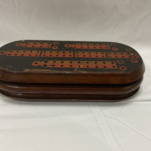 Antique wood cribbage - cribbage, board