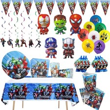 Avengers birthday decorations Tablecloth plates marvel banner card party balloon