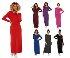 Plain Long Sleeve Maxi Dresses