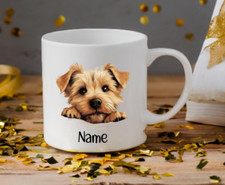 Norfolk Terrier Dog Peeping Puppy Personalised Mug Cup MADE TO ORDER