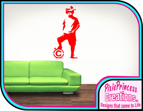 Banksy football boy stencil - ha,