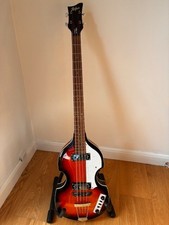 Hofner Violin Bass Guitar. Sunburst B-Bass HI Series with case. 