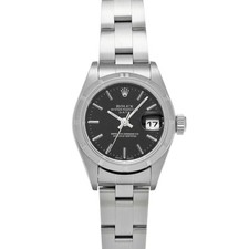 ROLEX Oyster Perpetual Date 79190 Black Ladies Used Watch #111226