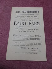 DAIRY FARM, LEEK STAFFORDSHIRE  Auction sales details with plan 1908