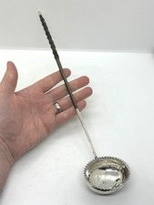 Antique Georgian solid silver & twist horn handled toddy ladle - needs repair