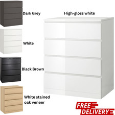 IKEA MALM Chest of 4 Drawers Bedroom Dresser Clothes Storage Modern Furniture