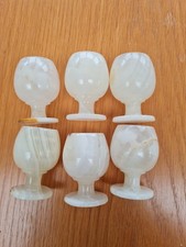 Vintage Onyx Marble Natural Stone Goblets Glasses X6