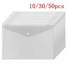 10-50 A4 POPPER WALLETS Plastic Document Folders ENVELOPE Stud ID HOLDER CLEAR