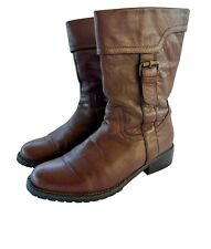 Hush Puppies Girls Brown Leather Mid Calf Boots - UK Size 2.5 / EU 35