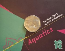 London 2012 Olympic Games AQUATICS 50p In Original Card And Uncirculated