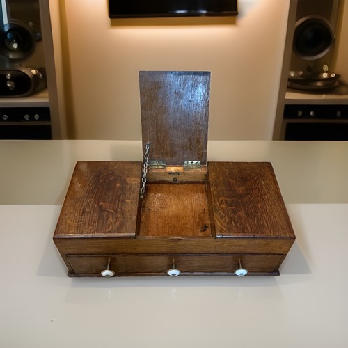 Antique oak cash box shop - box/,