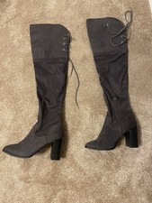 Size 5 Grey Faux Suede Over