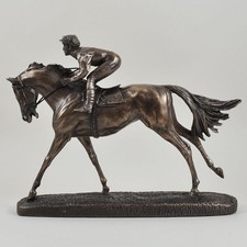 Bronze Effect Horse and Jockey