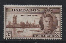 Barbados 1946 Victory 3d SG263a Kite flaw variety MLH mint stamp