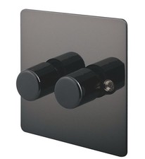 LAP 2-GANG 2-WAY LED DIMMER SWITCH BLACK NICKEL FLAT PLATE