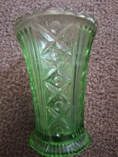 Vintage Pressed Green Glass