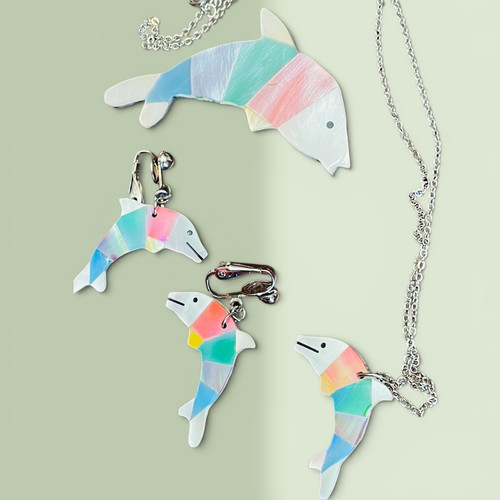 Dolphin abalone shell inlays - abalone,