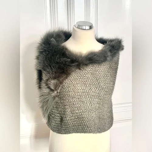 Pinko fur trim alpaca grey - fur-trim,