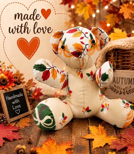 Handmade autumn teddy bear - autumn,