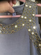 Grey Jersey Drop Waist Dress/tunic Bronze Sequin Chain mail Details 12 Party